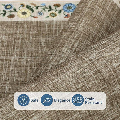 GarveeHome Washable Living Room Rug 9x12 Floral Bordered Area Rugs Soft Thin - Image 4