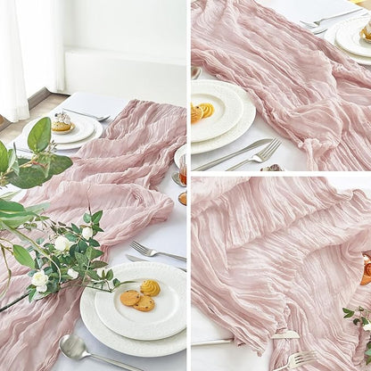 IVAPUPU 10 Pcs Cheesecloth Table Runner - 10ft Dusty Pink Boho Gauze Cheese - Image 7