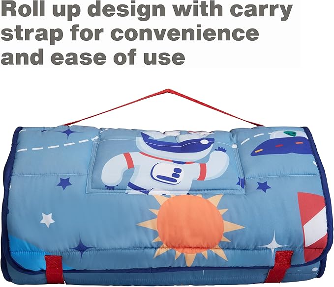 EVERYDAY KIDS Nap Mat w/Removable Pillow -Outer Space Adventures- Carry Handle - Image 4