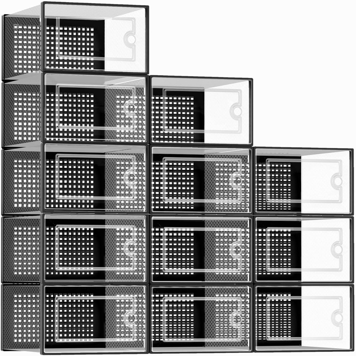 kuject x-large shoe storage boxes 12 pack, clear, main product view