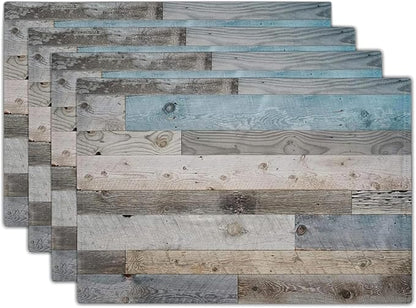 Giwawa Rustic Wood Grain Placemats Set of 4, Vintage Barn Wooden Linen Table Mat by Giwawa