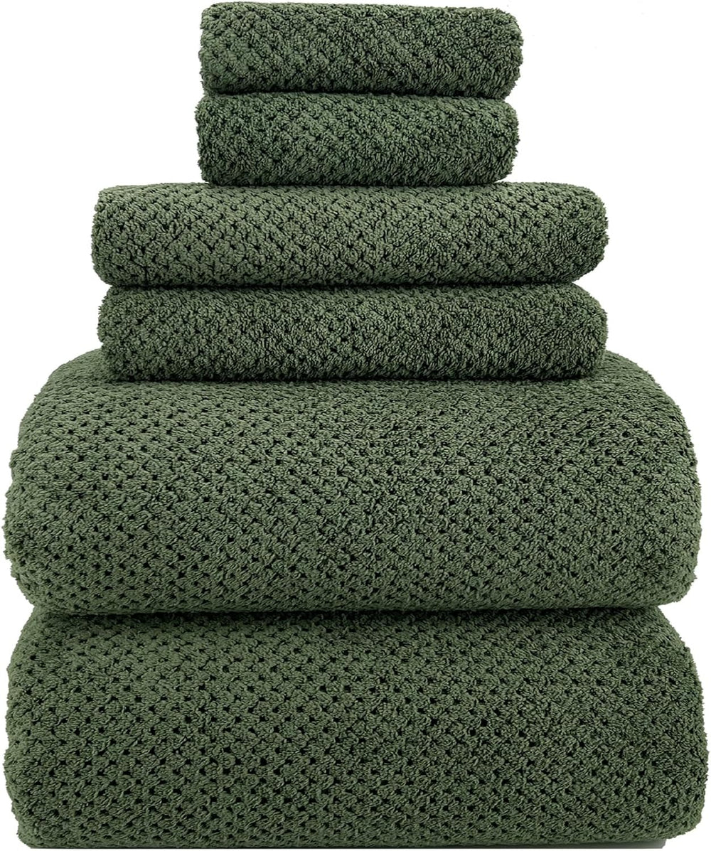 YTYC 39x78 Bath Sheets Set,Towels for Bathroom,Olive Green,6-Pieces