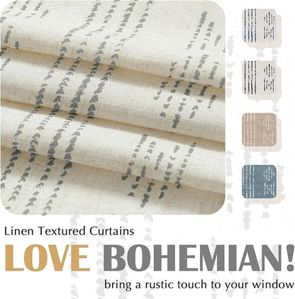 jinchan Boho Kitchen Linen Tier Curtains 30 Inch Bohemian Cafe Farmhouse - Image 4