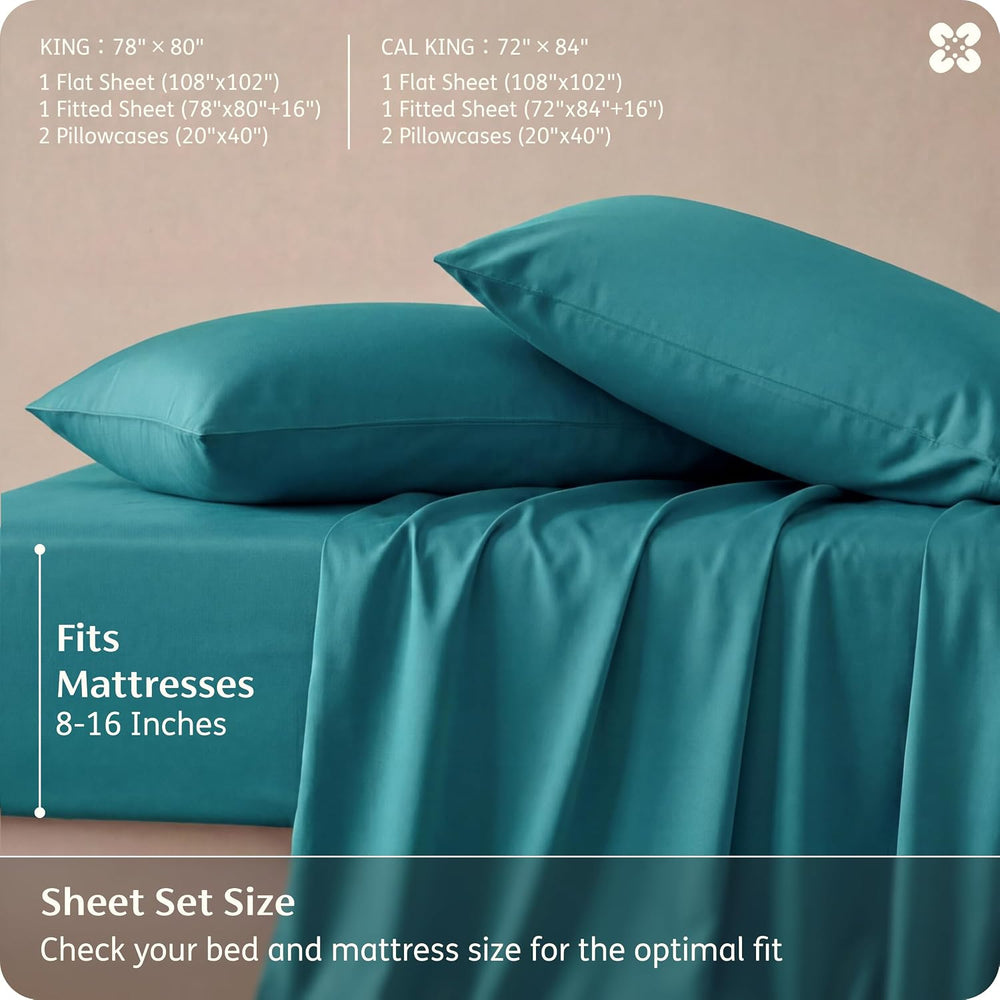 Bedsure PureWoven 100% Rayon Derived from Bamboo, Queen Sheets, 4 Pieces