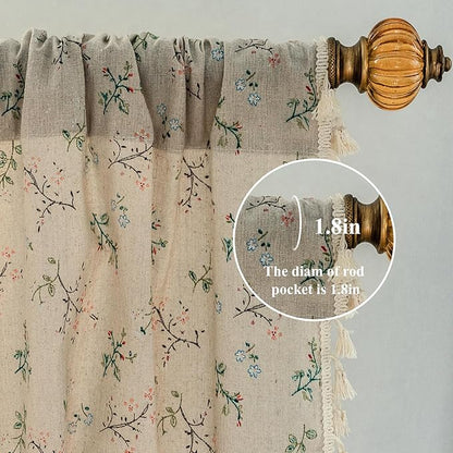 ENJOYBRIDAL Floral Living Room Curtains 84 Inches Long Doorway Vintage Semi - Image 2