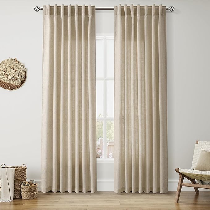 Nanspring Rustic Farmhouse Linen Curtains by Nanspring