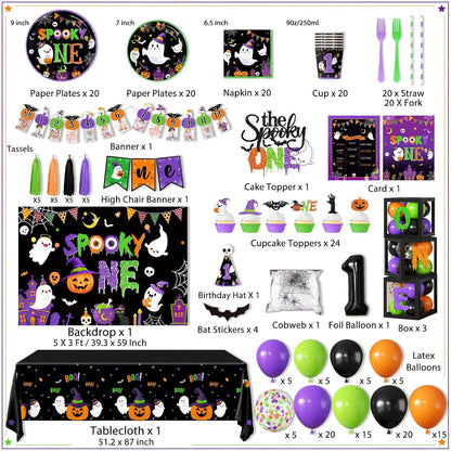 Halloween Spooky One Party Decorations Black Purple Halloween 1st Birthday