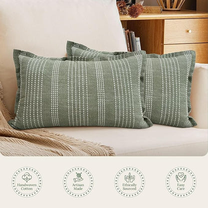 SanVia Earthly Lumbar Premium Cotton Throw Pillow Covers, 14 x 22 Inches - Image 4