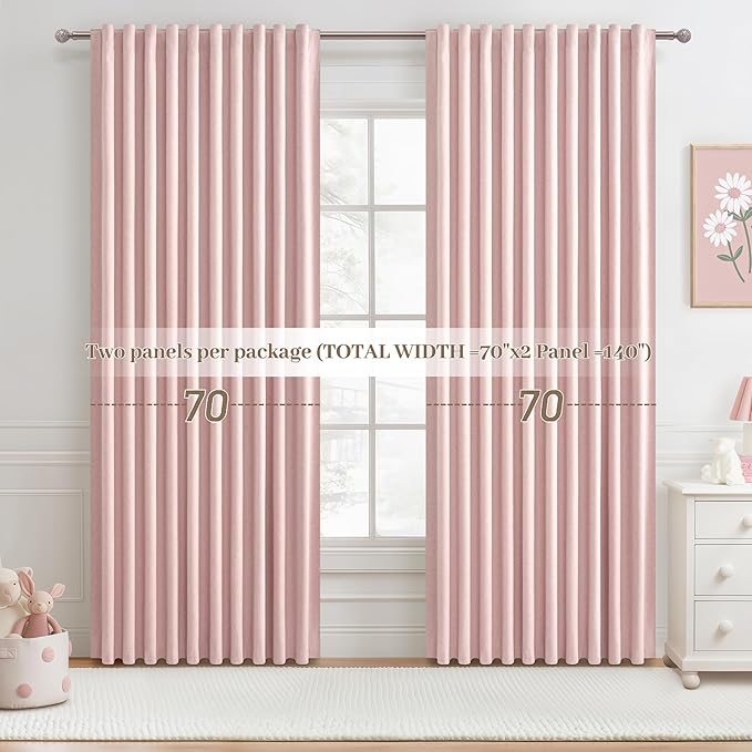 Cute Baby Pink Extra Wide Curtains 70 Inches Wide - Image 7