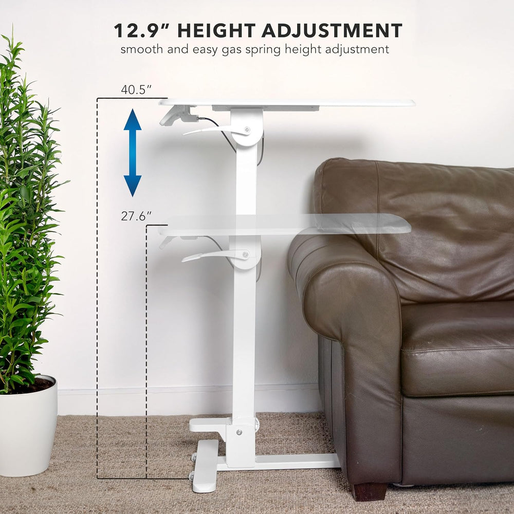 Mount-It! Overbed Table with Wheels, Folding Adjustable Height White