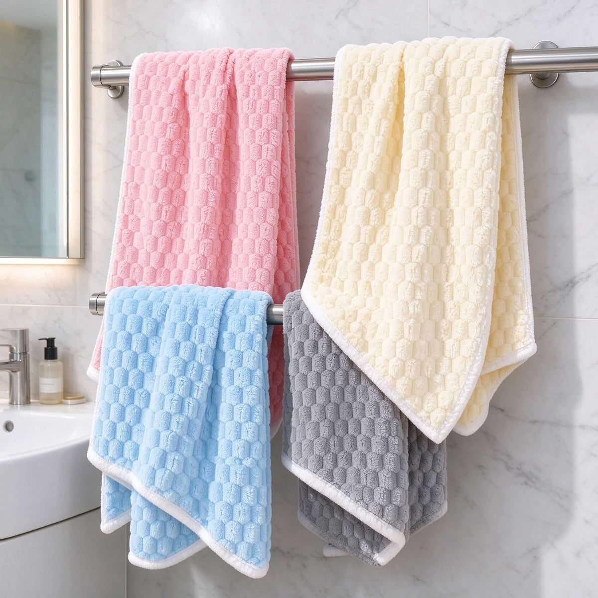 microfiber bath towels, quick dry, super soft, 27.5"x55" shown in use