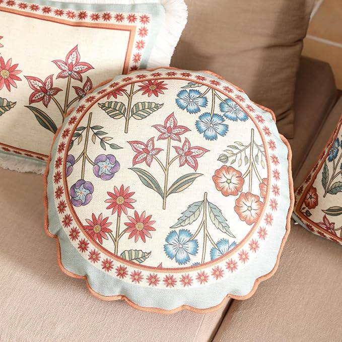 Round Throw Pillow Covers Set of 2, Cottage Rustic Farmhouse - Image 2