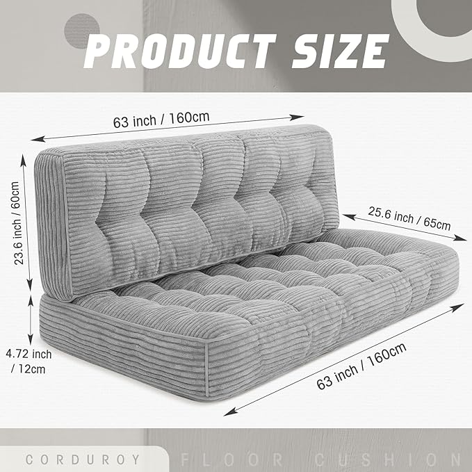 63 Inch Folding Sofa Bed Convertible Chair, 2-in-1 Convertible Boneless Sofa - Image 3