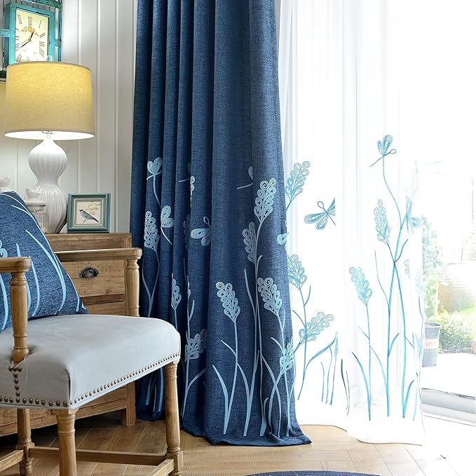 Melodieux Wheat Embroidery Linen Textured Curtain - Image 4