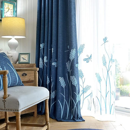 Melodieux Wheat Embroidery Linen Textured Curtain - Image 4