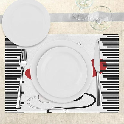 Ambesonne Cats Place Mats Set of 4, Romantic Kittens Pets Couple 2 Tails Hearts - Image 3