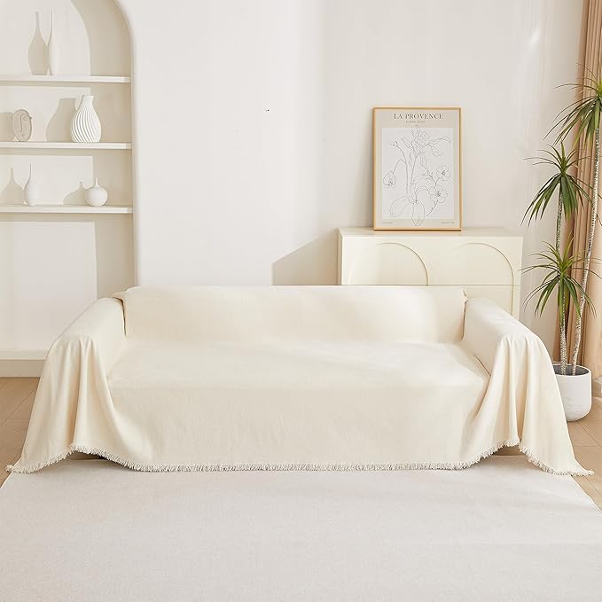 MYSKY HOME Boho Couch Cover Beige Sofa Covers - Image 7