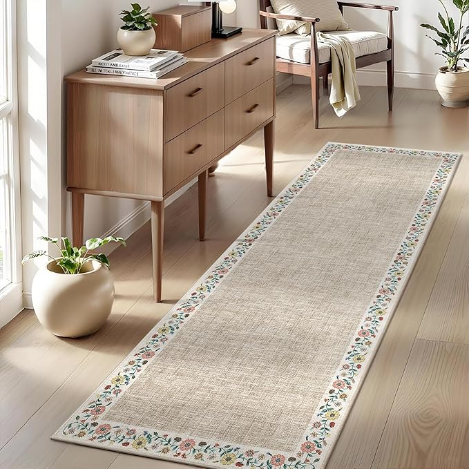 GarveeHome Entryway Rug 2x6 Modern Bordered Runner Rug Washable Kitchen Runners - Image 2