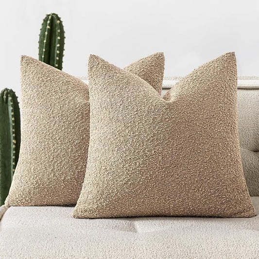Woaboy Pack of 2 20x20 Inch Decorative Boucle Throw Pillow Covers Textured by Woaboy