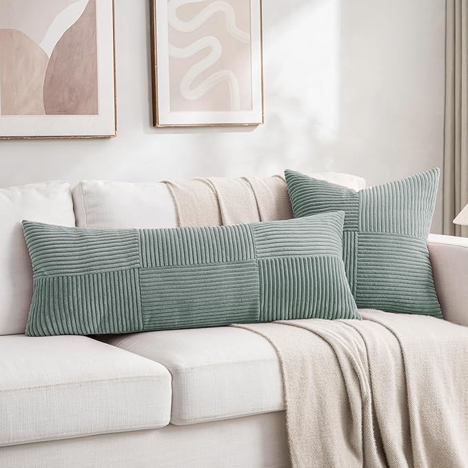 Fancy Homi 2 Packs Grey Blue Decorative Throw Pillow Covers 18x18 Inch - Image 6