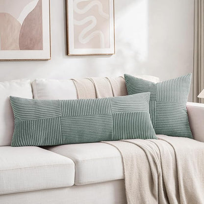 Fancy Homi 2 Packs Grey Blue Decorative Throw Pillow Covers 18x18 Inch - Image 6