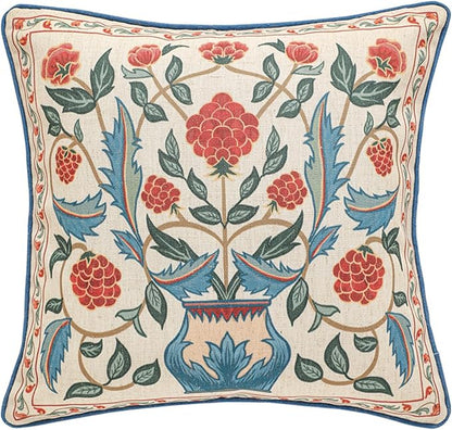 patdrea Designer Throw Pillow Covers, Square Brilliant Vintage Red Tropical by Welcometopatdrea