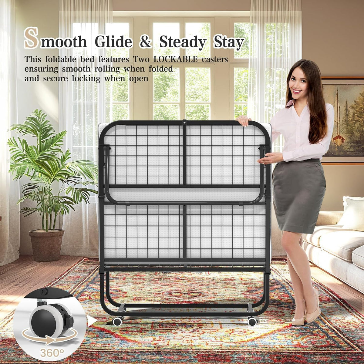 folding bed with mattress, 75" x 31" twin on a desk or shelf