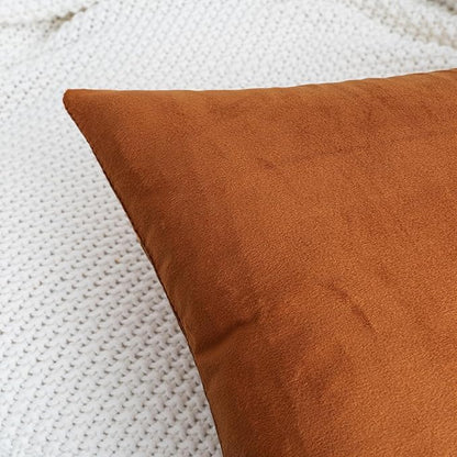HWY 50 Burnt Orange Velvet Rectangular Throw Pillow Covers 12x20 Inch - Image 3