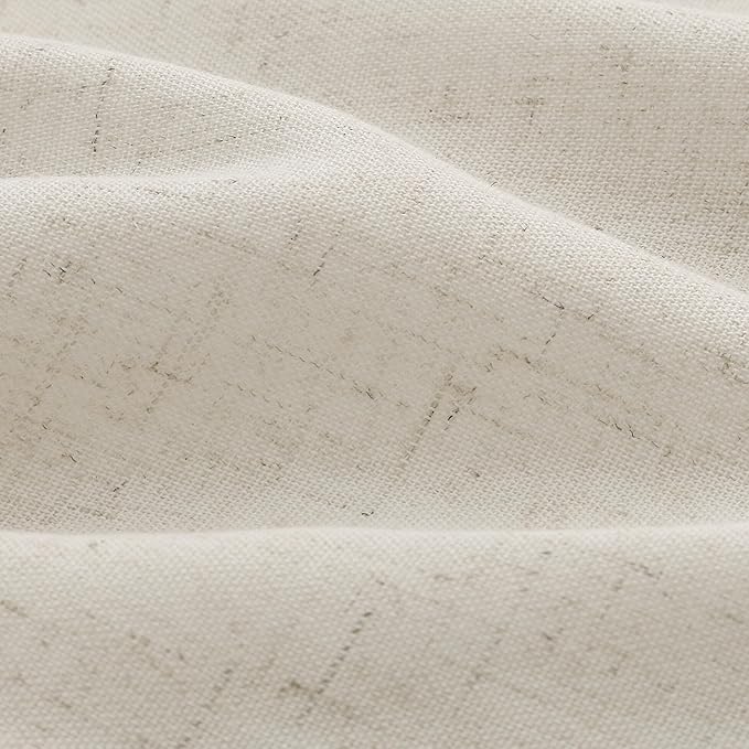 Cream Beige Pinch Pleat Linen Curtains 90 Inch Length 2 Panels Set - Image 4