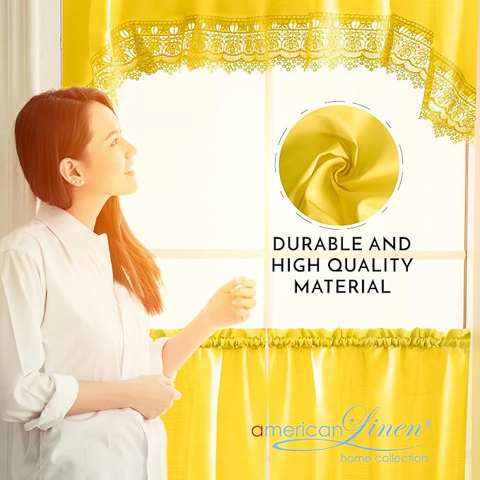 American Linen Café Curtains for Kitchen, Bathroom Curtains - Image 3