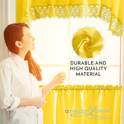 American Linen Café Curtains for Kitchen, Bathroom Curtains - Image 3