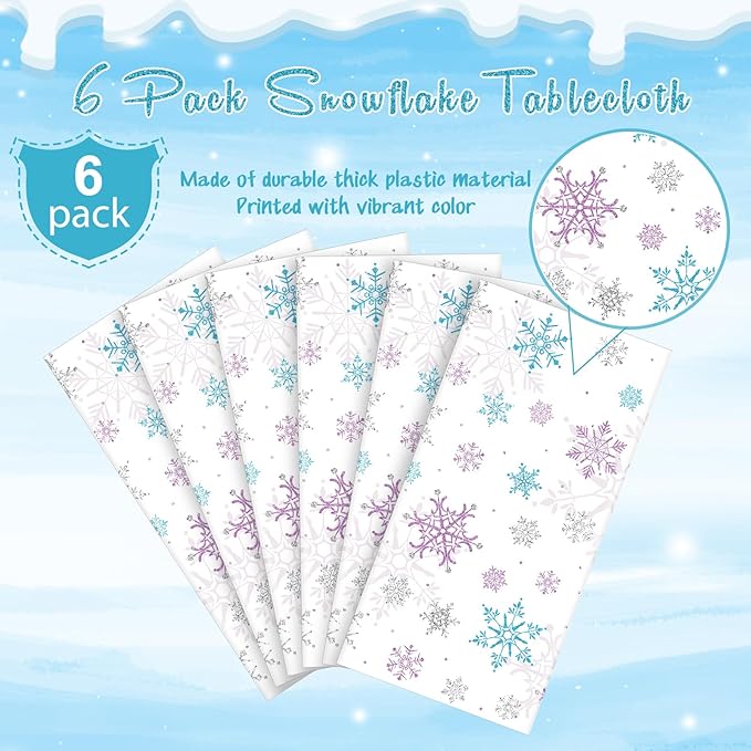 6 Pieces Christmas Snowflake Party Tablecloth Decorations, Plastic Purple and - Image 4