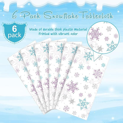 6 Pieces Christmas Snowflake Party Tablecloth Decorations, Plastic Purple and - Image 4