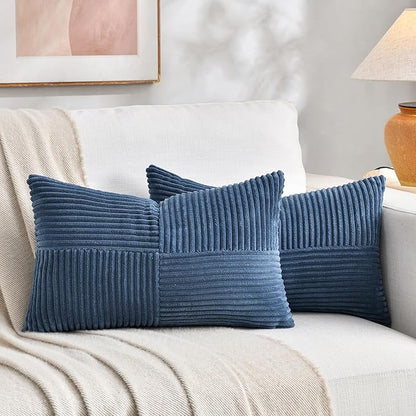 Fancy Homi 2 Packs Dusty Blue Lumbar Decorative Throw Pillow Covers 20x28 Inch by Fancy+Homi