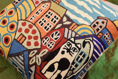 Blue Coastal Throw Pillow Cover | Karla Gerard Seaside Cat Pillow | Folklore - Image 4