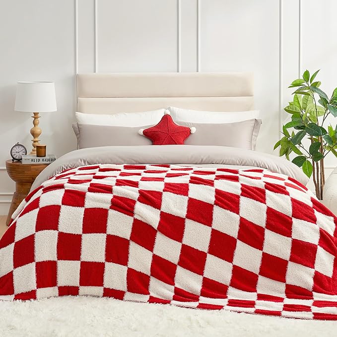 Snuggle Sac Faux Fur Checkered Blanket Twin Size - Image 5