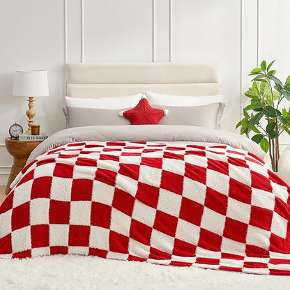 Snuggle Sac Faux Fur Checkered Blanket Twin Size - Image 5