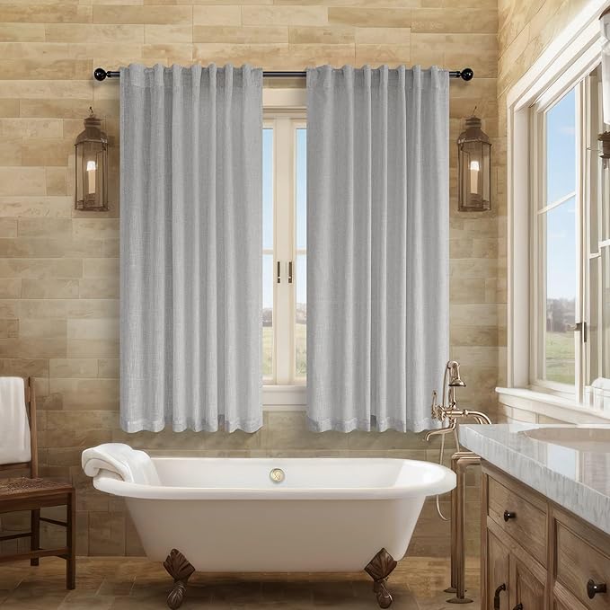 Light Grey Curtains 45 Inch Length by Pitalk