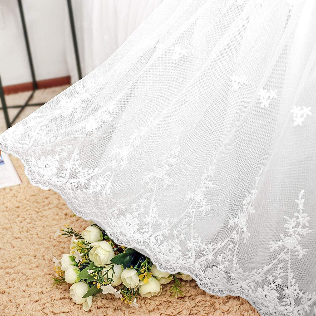 lace bed skirt queen size white bed skirt, main product view