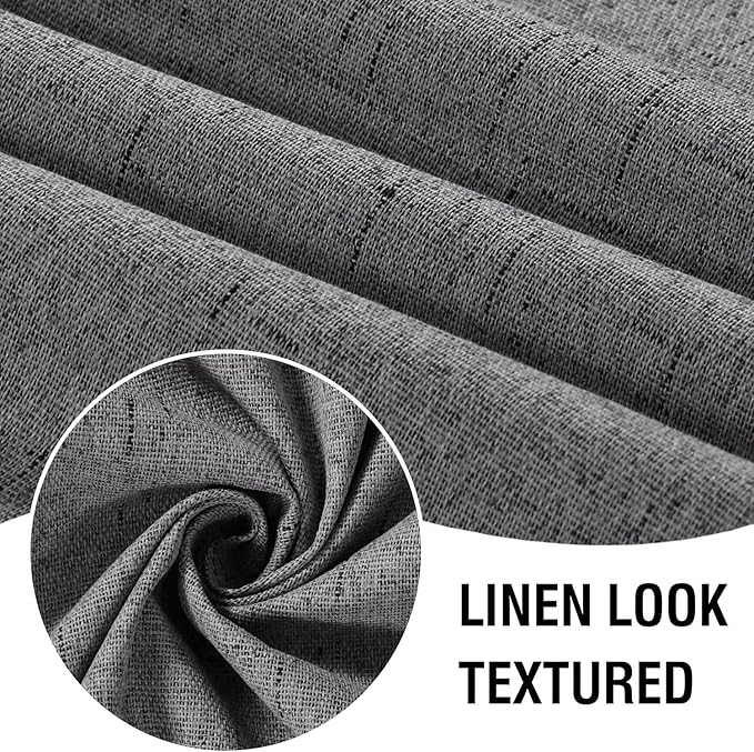 H.VERSAILTEX Linen Look 100% Blackout Curtains 45 Inches Long - Image 3