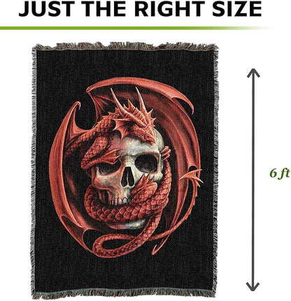 Pure Country Weavers Skull Embrace Dragon Woven Blanket by Anne Stokes - Image 4