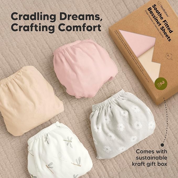 2-Pack Organic Bassinet Sheets for Girls, Boys - Image 9