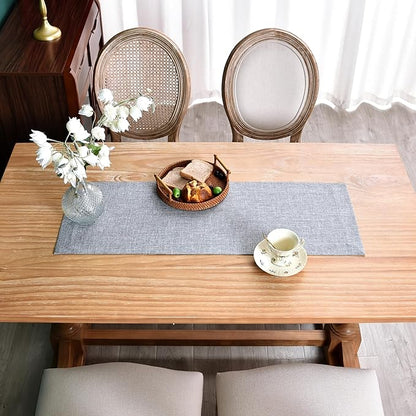 NEWISHER Farmhouse Rustic Table Runner Solid Grey Rectangular Table Runners - Image 4