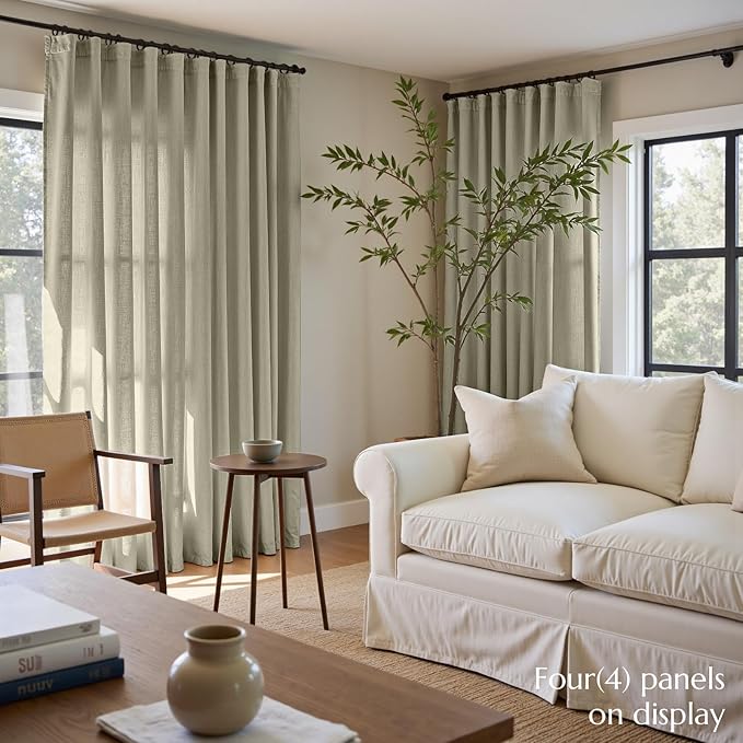 jinchan Linen Blend Curtains 84 inch Length 2 Panels - Image 3