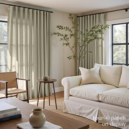 jinchan Linen Blend Curtains 84 inch Length 2 Panels - Image 3