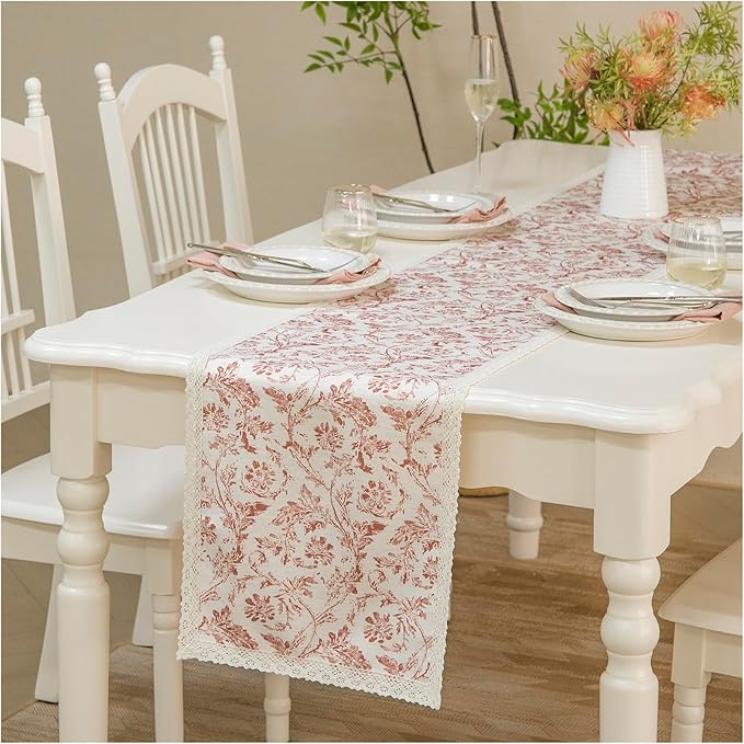 Vintage Floral Table Runner by Unknown