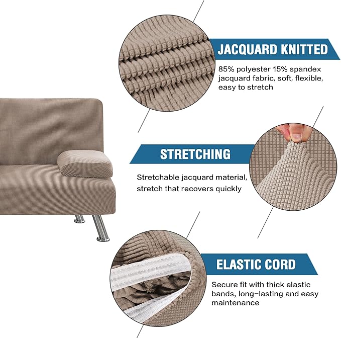 H.VERSAILTEX 4 Pieces Stretch Futon Covers Sofa Bed Slipcover - Image 4