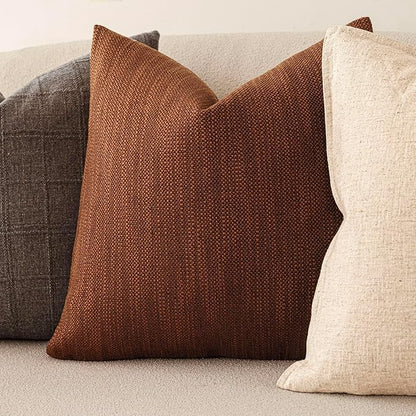 Foindtower Set of 2 Decorative Textured Burlap Linen Throw Pillow Covers - Image 4