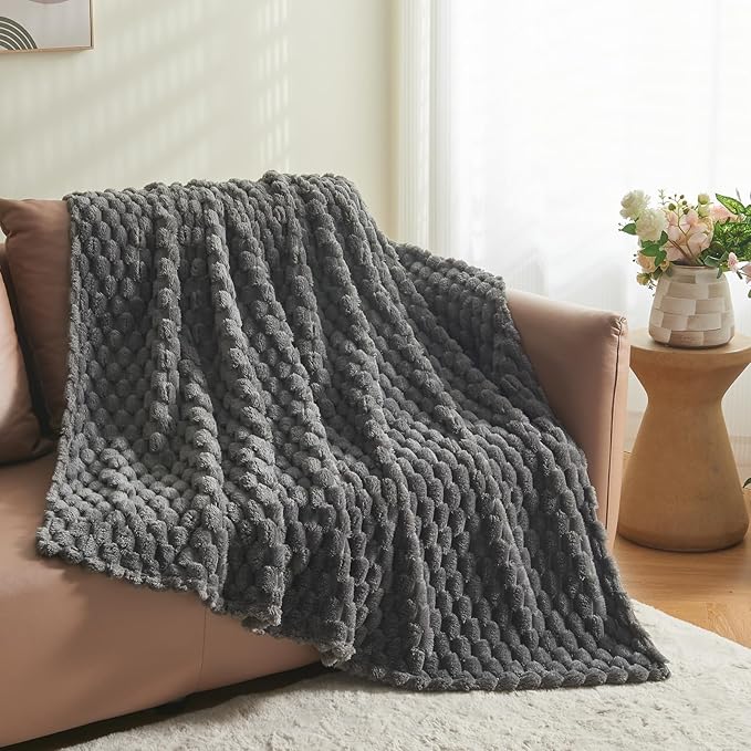 NEWCOSPLAY Super Soft Throw Blanket Grey Premium Silky Flannel Fleece 3D Clouds - Image 9