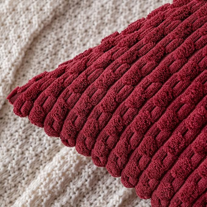 MIULEE Christmas Wine Red Throw Pillow Covers Soft Corduroy Decorative Set of 2 - Image 2